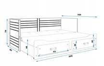 Łóżko Hermes rozkładane + Materace 80x200+szuflady