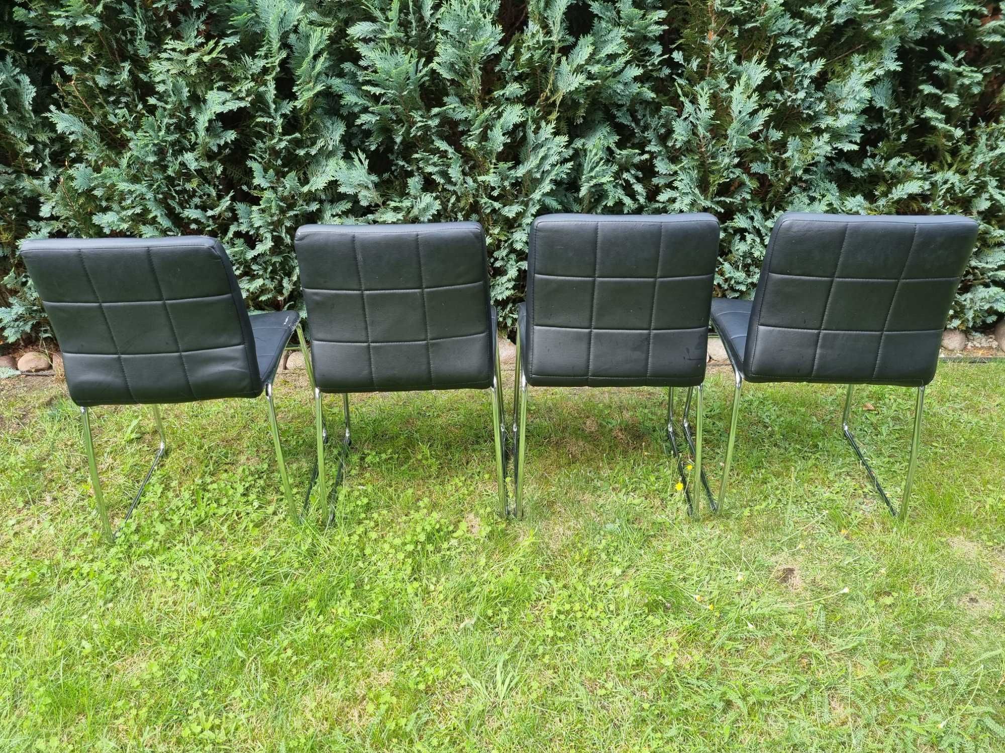 krzesła skórzane czarne 8 sztuk