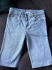 Szare jeansowe chłopięce spodenki H&M z przetarciami rozmiar 158