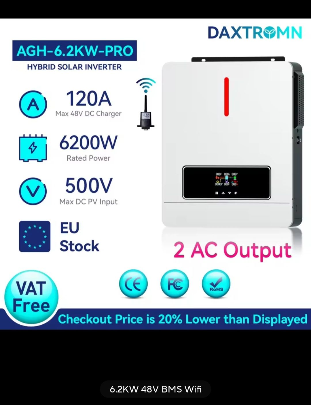 Продам інвертор 6.2 KW Daxtromn і акб