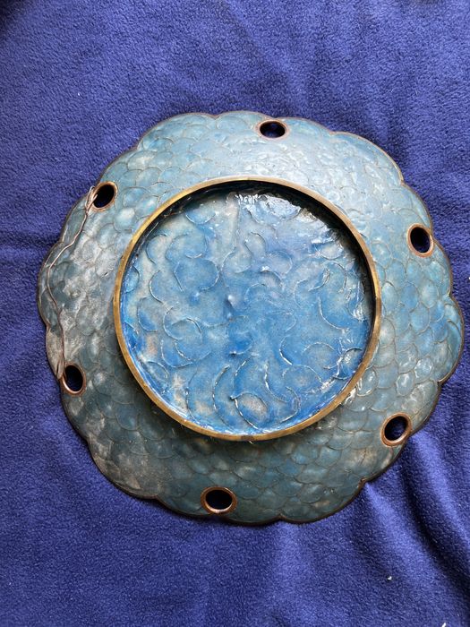 Японская настенная тарелка клуазоне, 31см