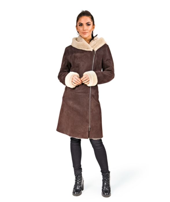 Модна дублянка-косуха,колір мокка,шоколад,6xl/56-58 стан НОВОЇ