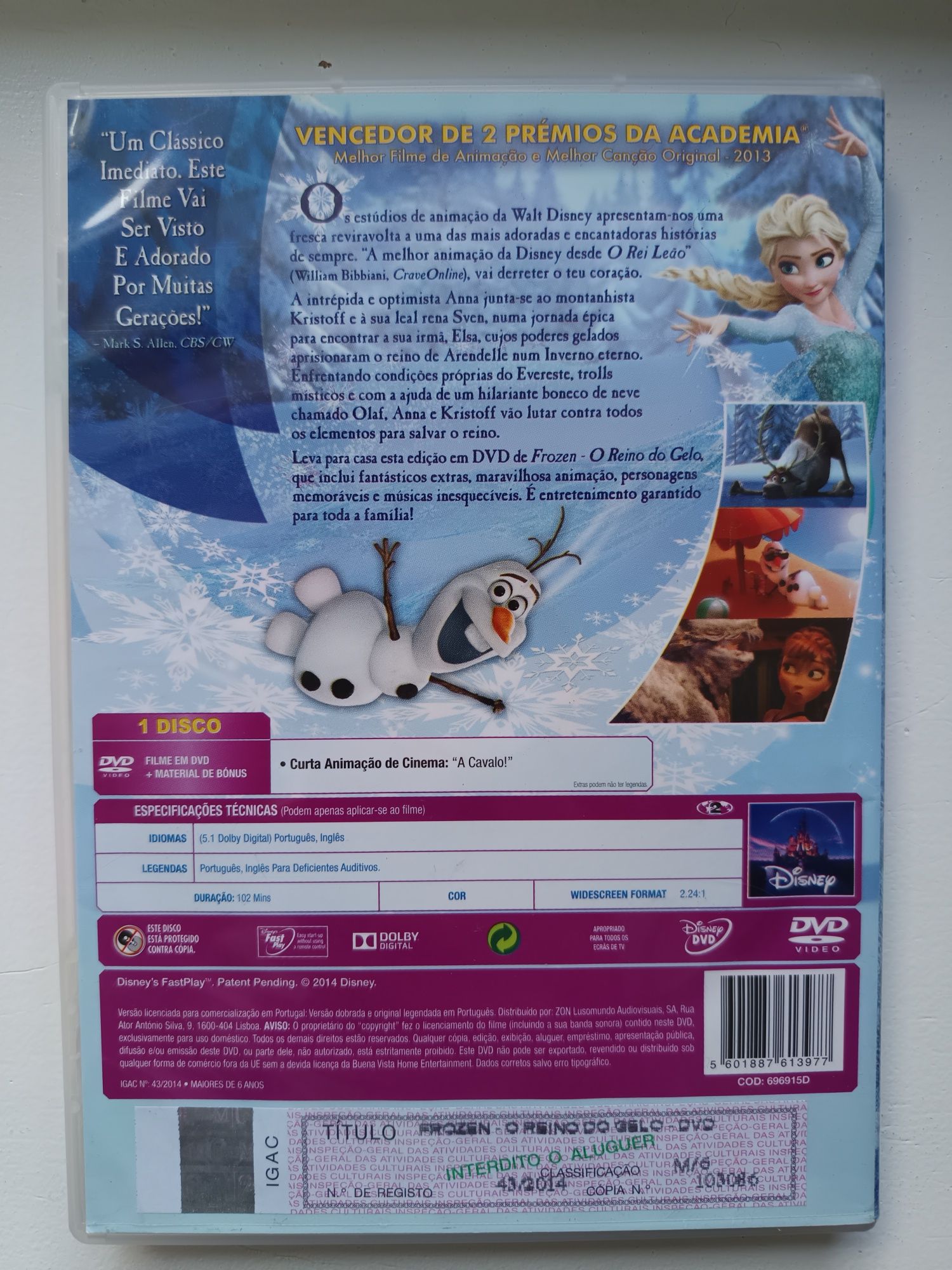 DVD Disney Frozen o reino do gelo
