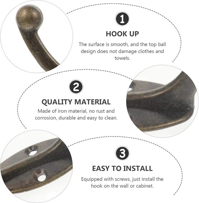 Zestaw 10 wieszaków na ubrania ręczniki vintage 9x7cm x 2cm