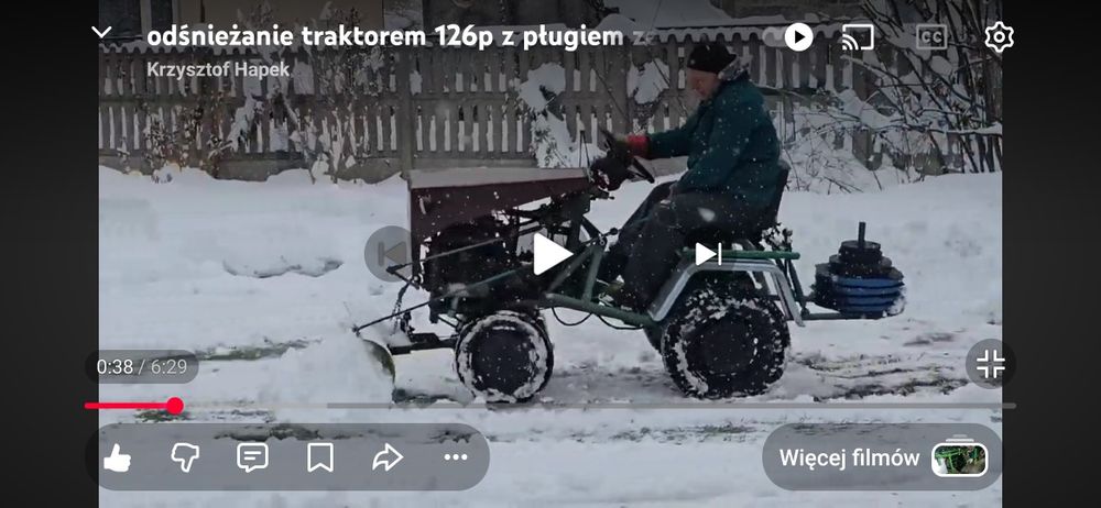 Traktorek terenowe szosowe pług śnieżny regulowany z pozycji siedzącej