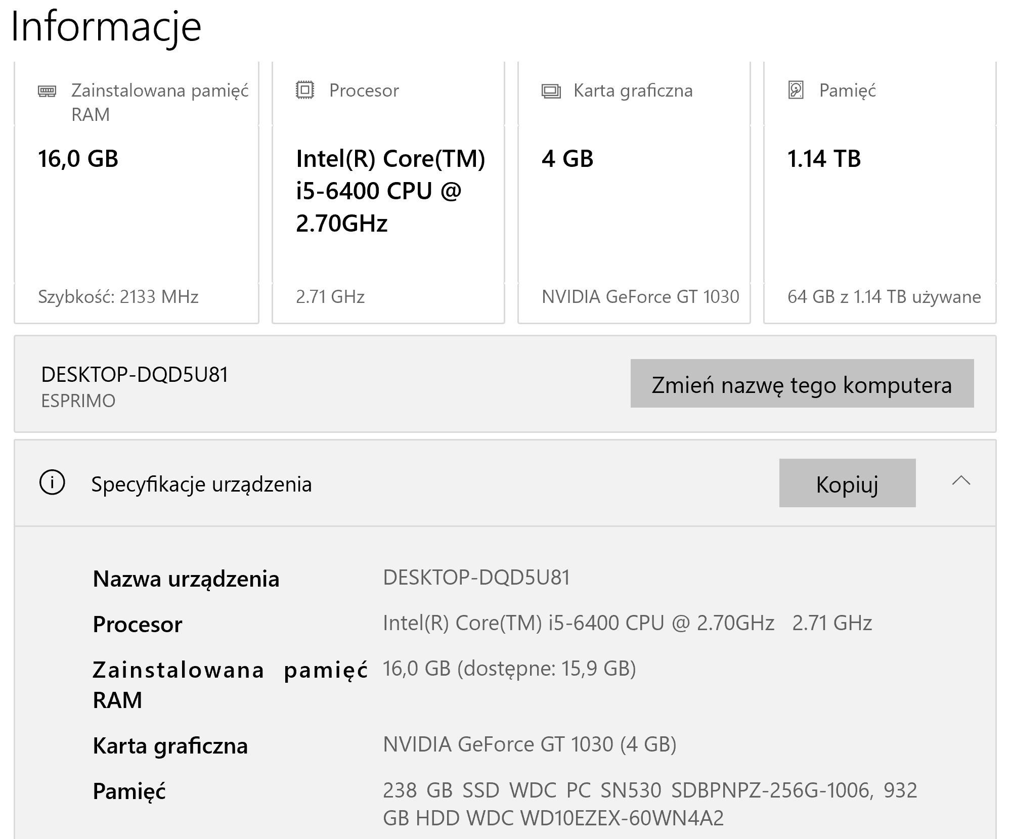 Fujitsu Esprimo D556 SFF | GeForce GT 1030 4GB | 256 GB NVMe | 1 TB HD