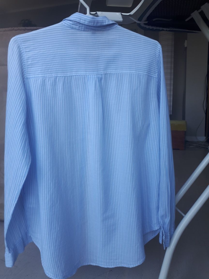 Koszula H&M w biało-błękitny prążek