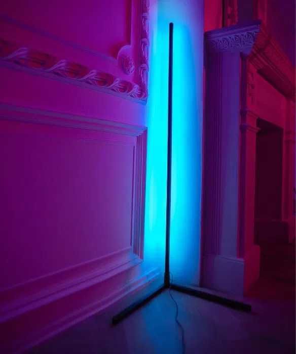Угловой разноцветный торшер с пультом. RGB LED торшер. RGB лампа лента