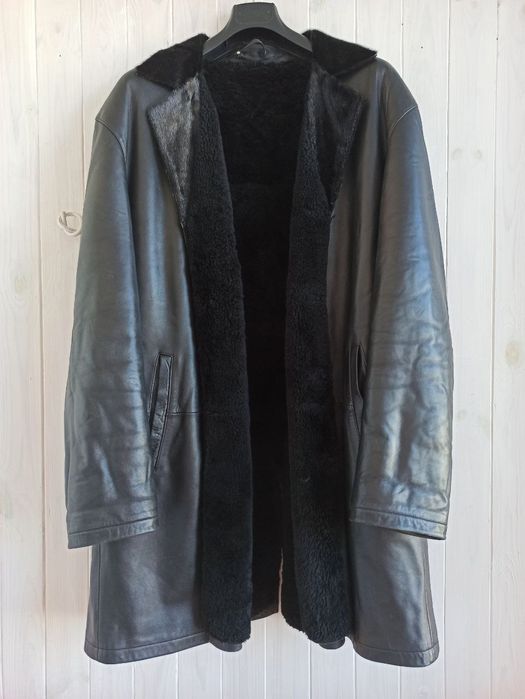 Чоловіча зимова шкіряна куртка цигейка лайка