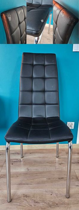 Krzesła do jadalni / Zestaw czterech krzeseł ekoskóra czarne