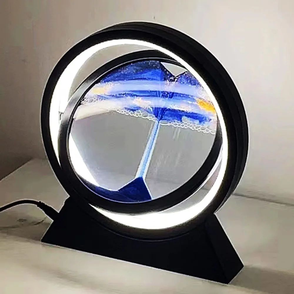 LED ruchomy piasek Ornament 3D płynący piasek klepsydra lampa dekoracj