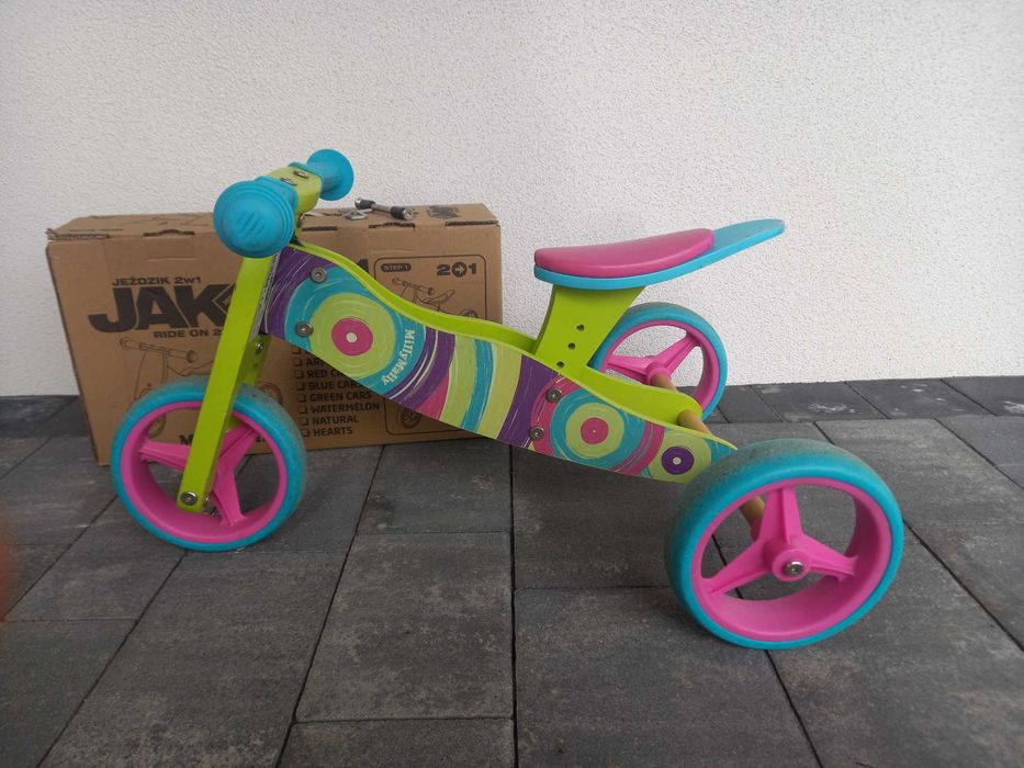 Jezdzik 2w1 rowerek milly mally jake raninbow tęczowy biegowy
