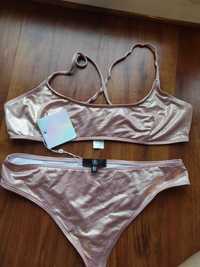 Dwu częściowy  strój kąpielowy damski z różowego złota 3