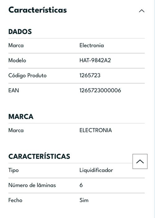 Liquidificador ELECTRONIA HAT-9842A2