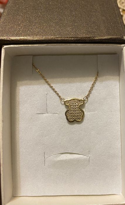 Złoty łańcuszek 585 miś cyrkonie