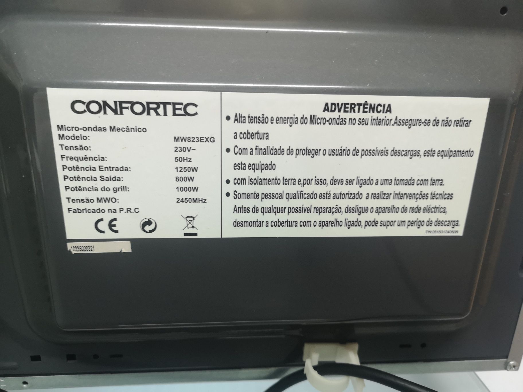 Microondas Confortec MW823 EXG Grill