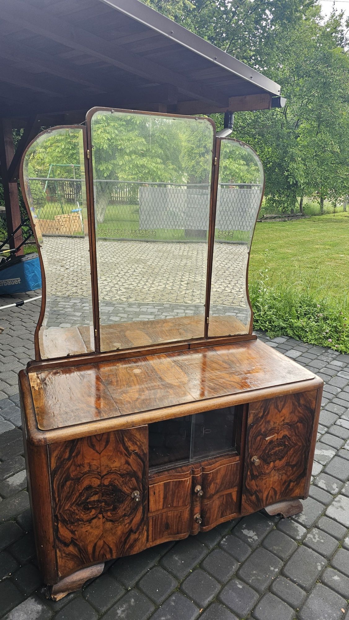 Toaletka z lustrem - drewno, otwierane lustro