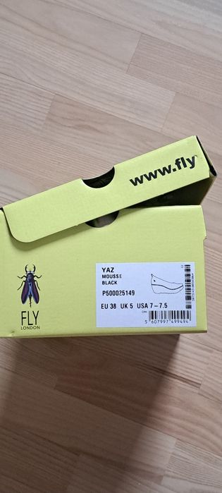 półbuty Fly London Yaz czarne skórzane skóra naturalna r. 38, stan bdb