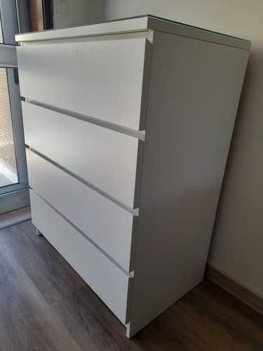 Cómoda de 4 gavetas com tampo de vidro em PERFEITO estado