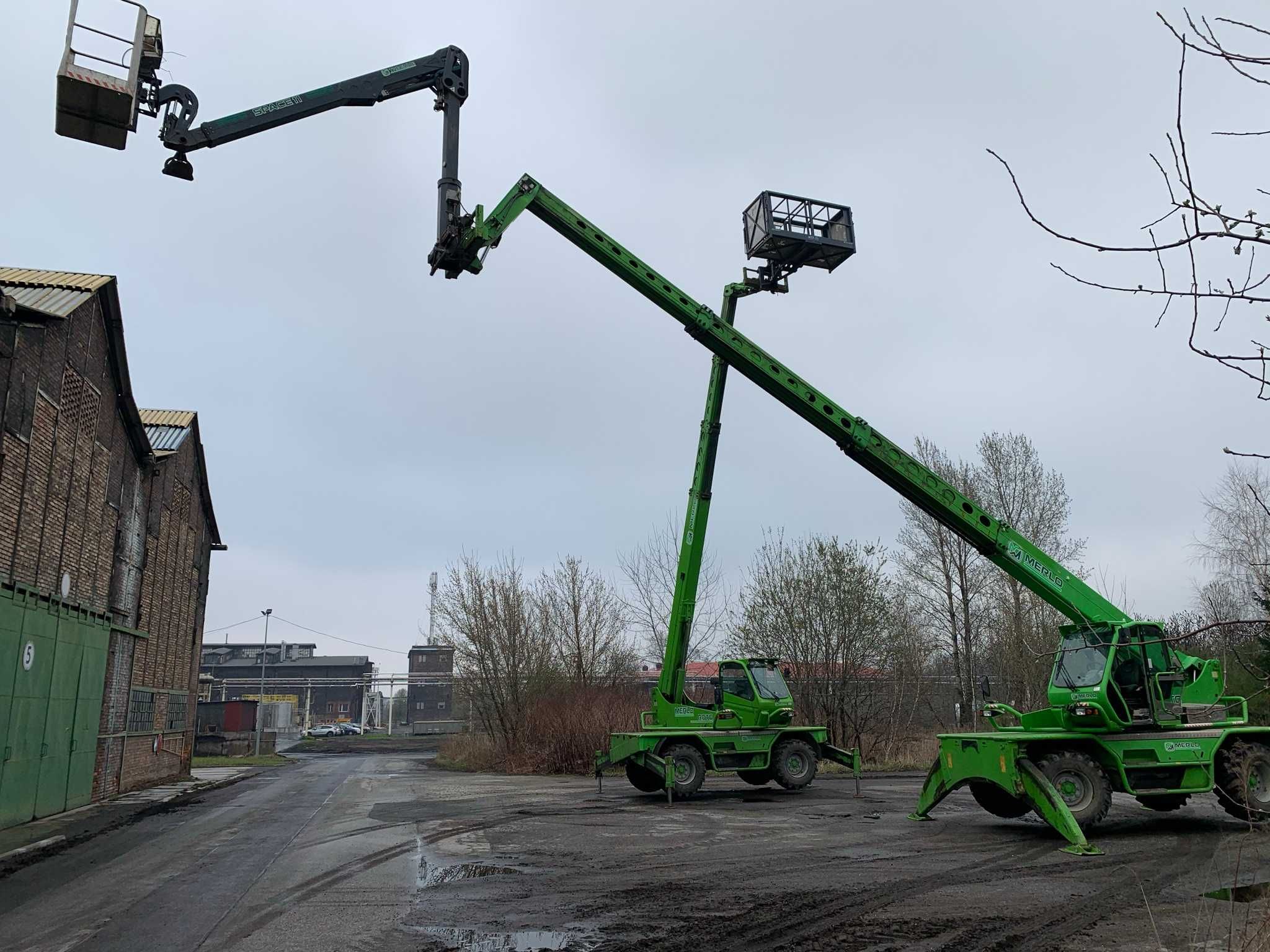 Wynajem ładowarki teleskopowej usługi rozładunek Merlo Manitou zwyżka