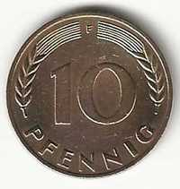 10 Pfennig de 1972 F, Alemanha Ocidental