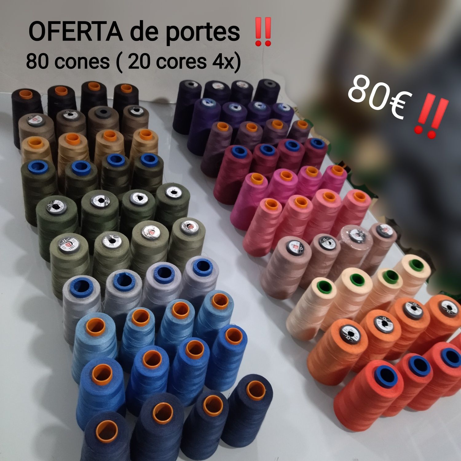 80 cones de linhas de costura