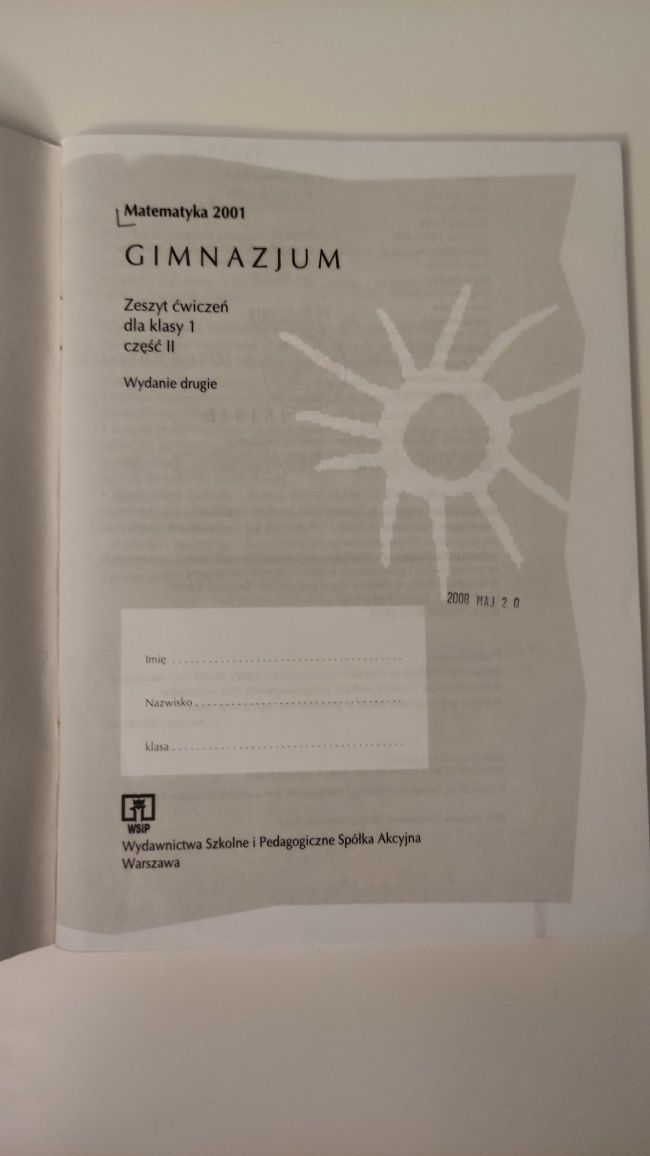 Matematyka 2001 zeszyt ćwiczenia gimnazjum Pitagoras Nowe