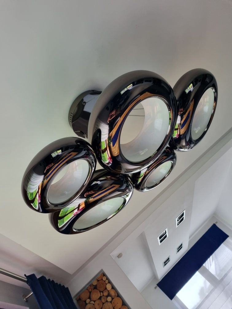 Lampa sufitowa 5 srebrnych pierścienii