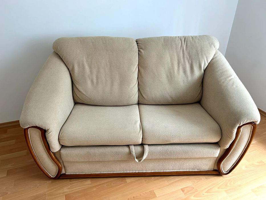 Sofa Kanapa Beżowa Wygodna Rozkładana