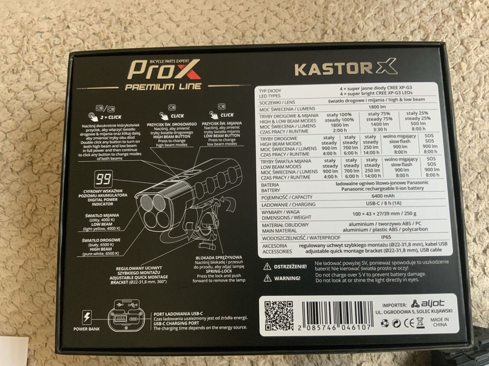 Prox Kastor X 1800lm przednia lampka