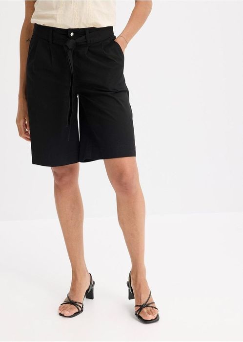 B.P.C czarne bedrmudy damskie z zaszewkami ^38