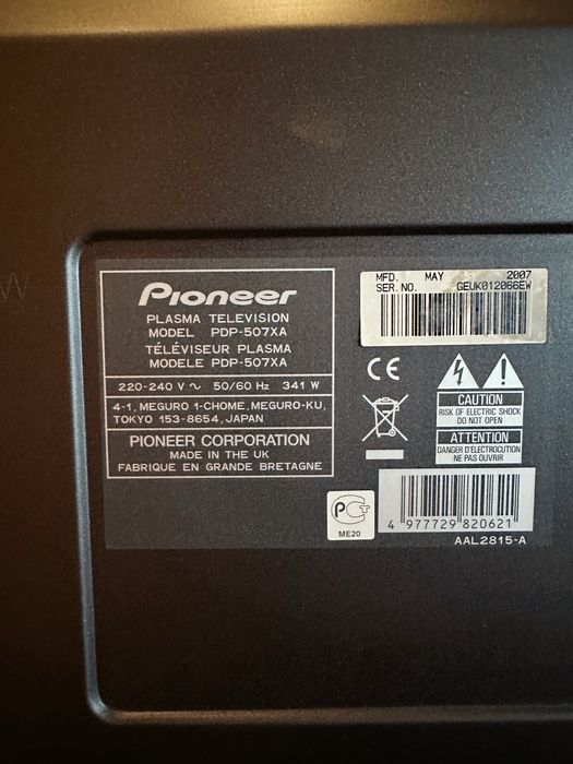 Pioneer PDP‑507XA 50″ + Colunas Originais