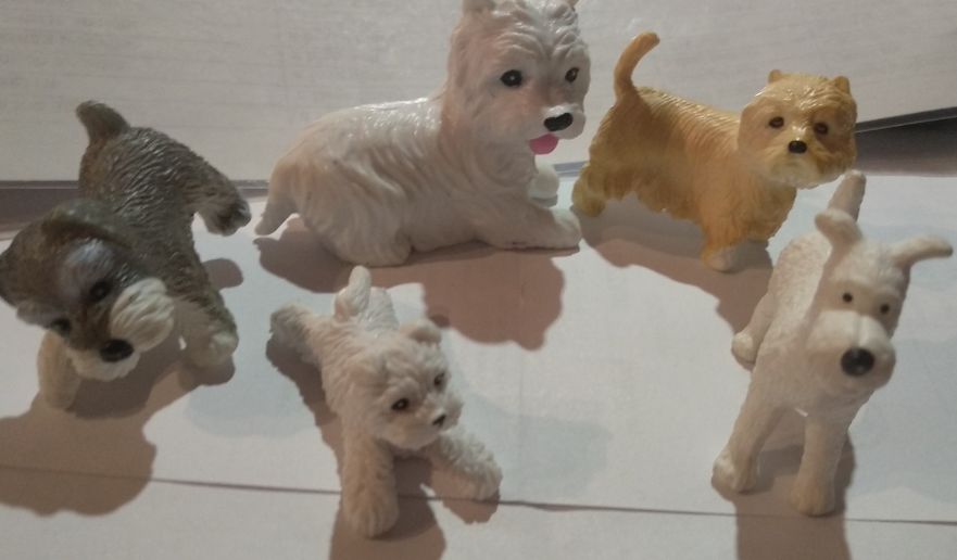 игрушка щенок белый собака фигурка пес скотч терьер болонка набор