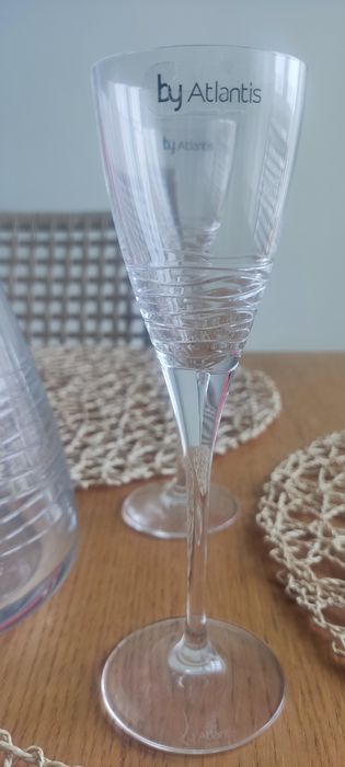 Conjunto Garrafa + Copos de licor em Cristal, by Atlantis. NOVO