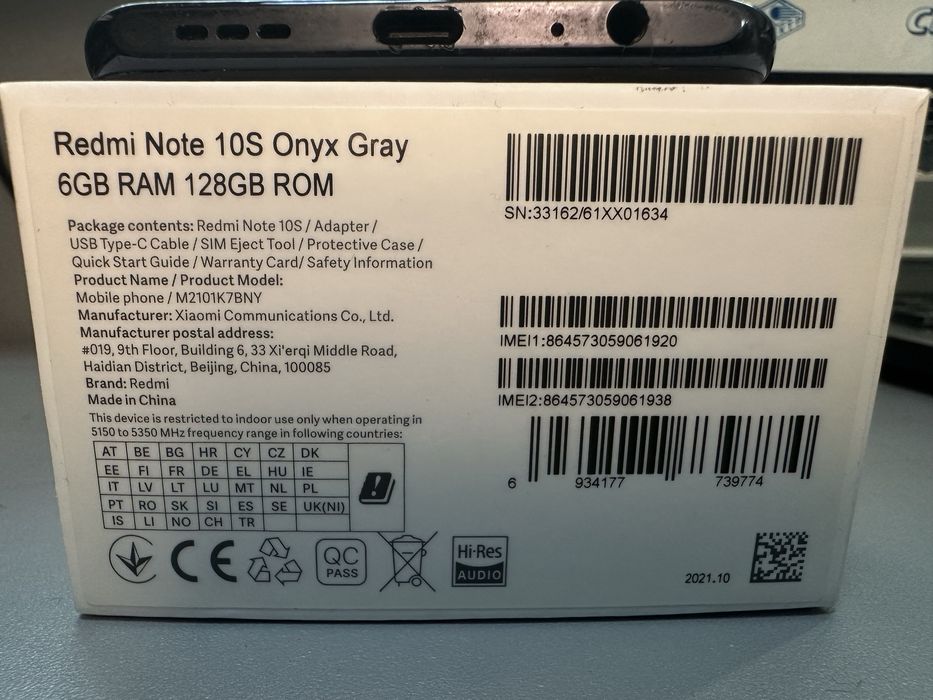 Смартфон Xiaomi Redmi note 10S 6/128