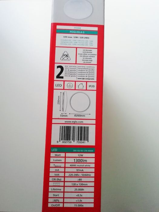 Lâmpada LED - marca EGLO - NOVA, na embalagem original!