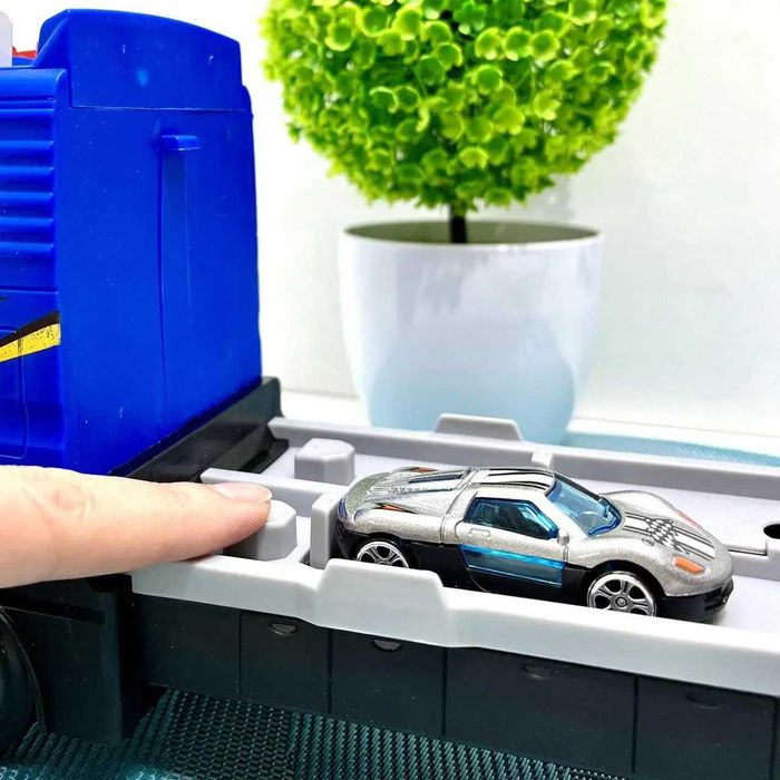 Автовоз інерційний з машинками світло та звук Синій (D663-T204B)