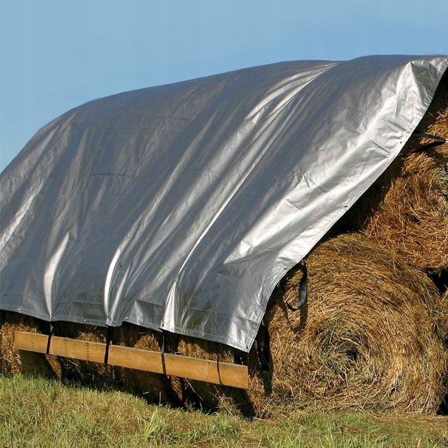 Plandeka srebrna 8x12m 120g/m2 super mocna gruba z oczkami