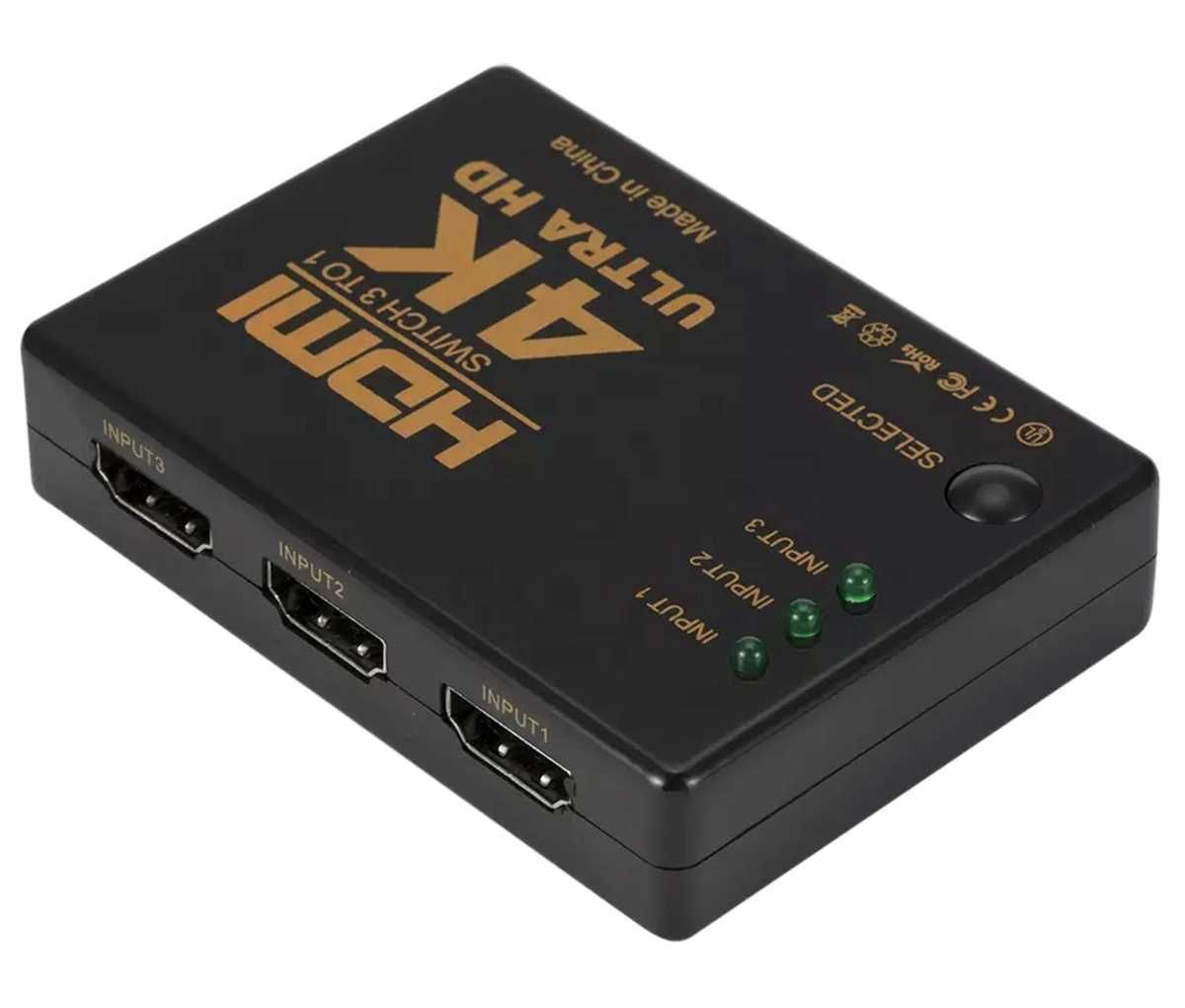 Switch HDMI full HD z pilotem4K 3x wejście (in) 1x wyjście (out)