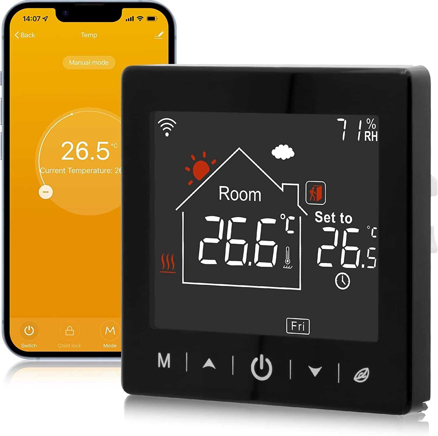 Wifi Smart Thermostat Beok Controls Preto  BYL-156EW