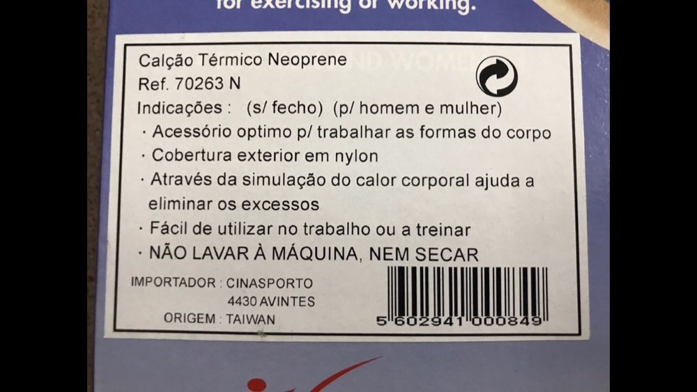 Calção térmico neoprene dupla face preto/azul (novos em caixa)