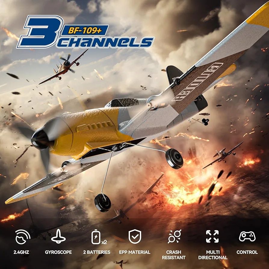 Samolot DEERC RC BF-109 – zdalnie sterowany, 3-kanałowy myśliwiec