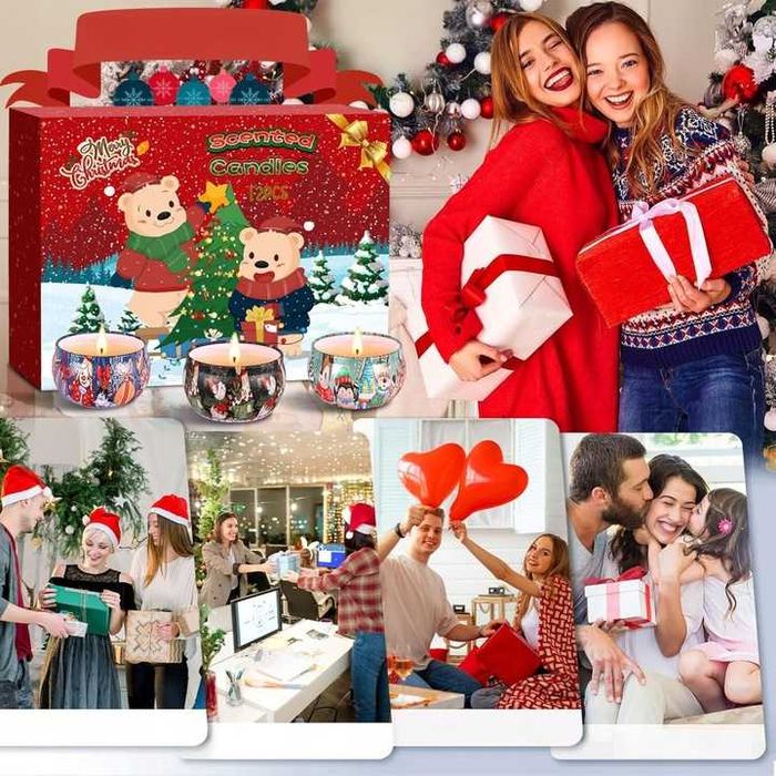 Świeczki Zapachowe Sojowe Naturalne Świąteczne Zestaw Prezentowy 12 sz