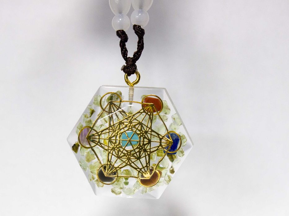 Piękny Naszyjnik Turmalin Obsydian Oko Tygrysie Sześcian Metatrona