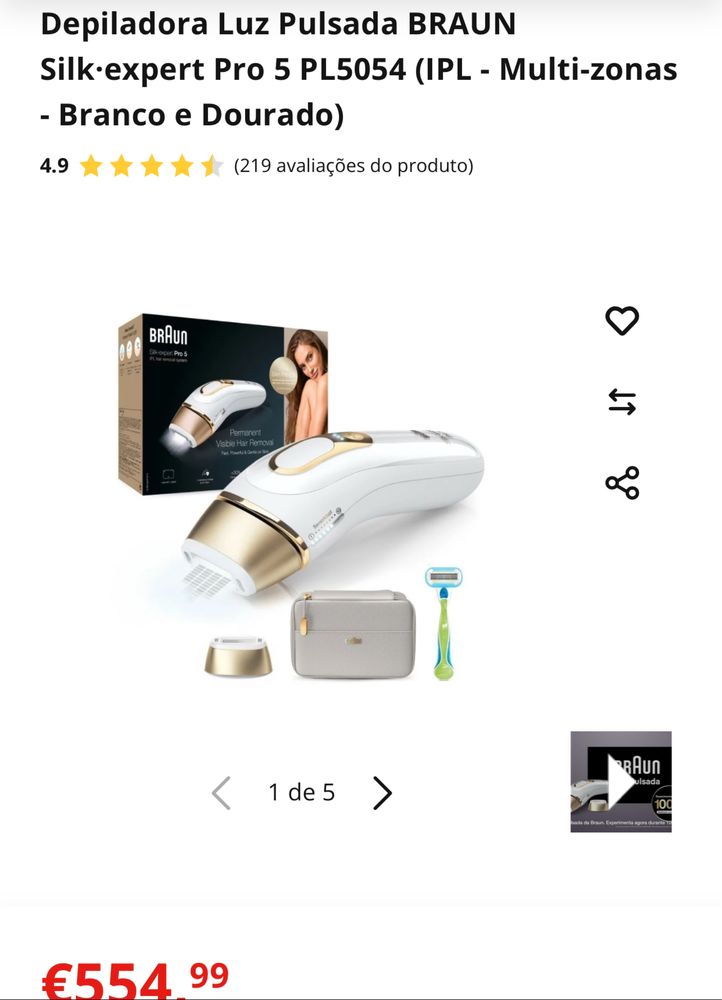 Depiladora Luz Pulsada BRAUN