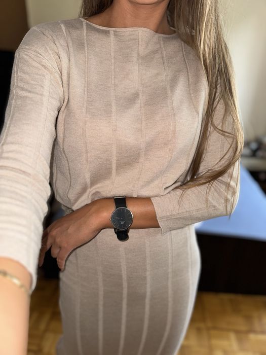Mango jesienny komplet midi ołówkowa spódnica i top oversize bluzka S