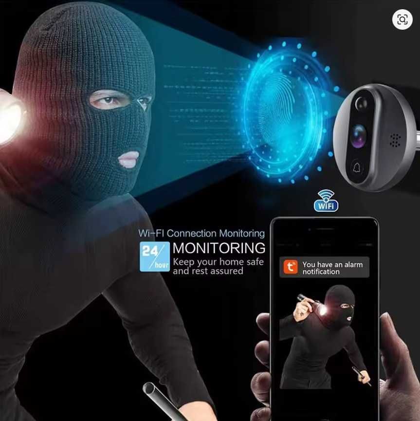 Inteligentny Wizjer Judasz 3MP KAMERA 4.3" z ekranem PIR WIFI TUYA