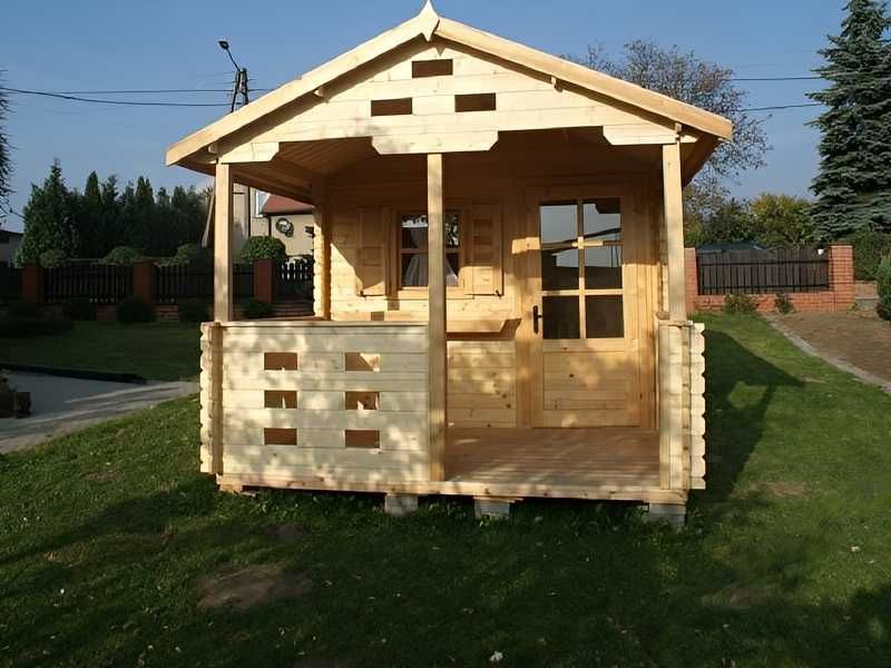 Domek drewniany Grześ z tarasem 3x5 z balika 28mm