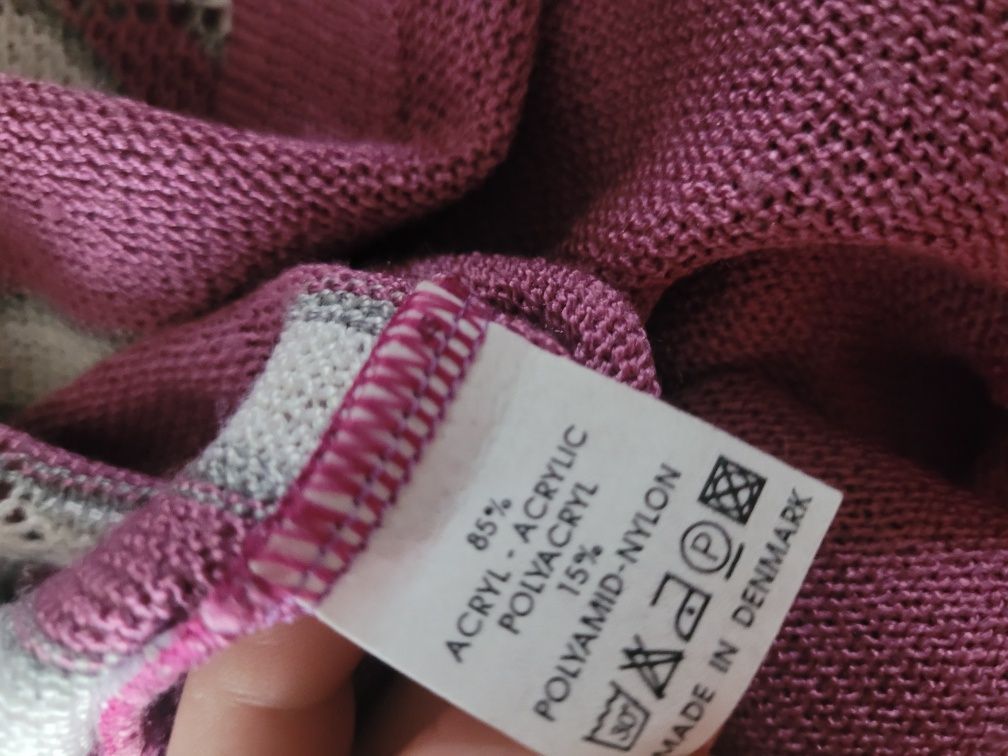 Liliowy sweter z kołnierzykiem oversize unikat vintage