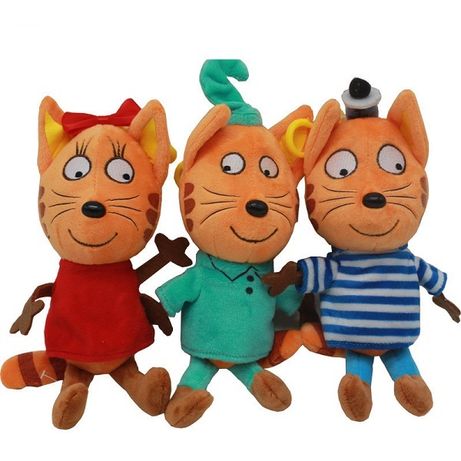 Три кота набор мягких музыкальных игрушек Коржик, Карамелька и Компот